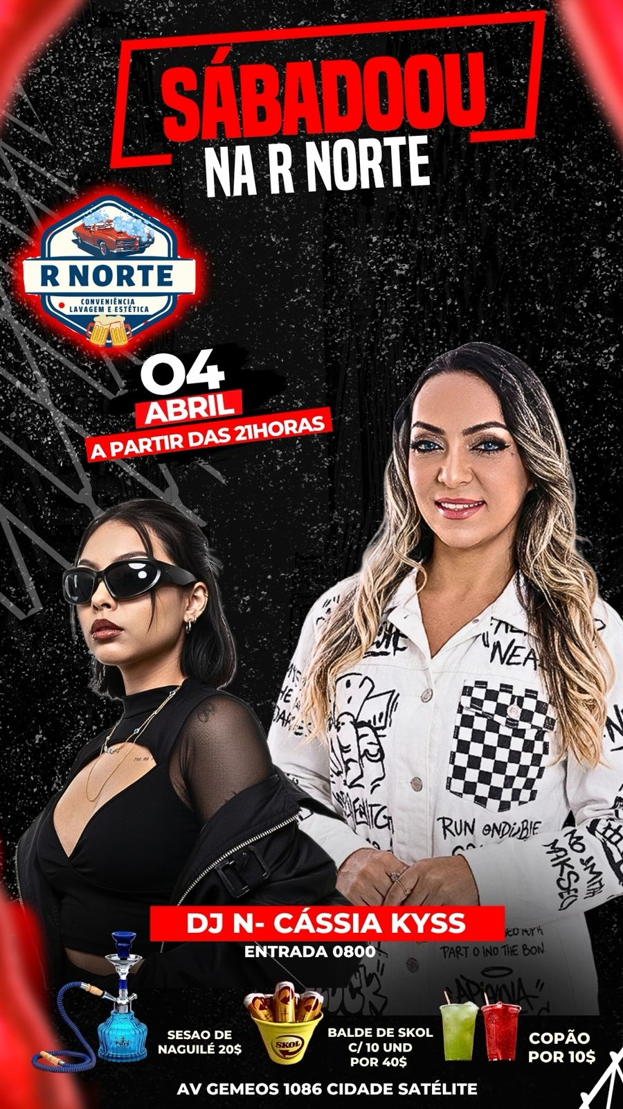 Dj N e forrozeira Cássia Kyss são as atrações de sábado (4), no R Norte Conveniência Lavagem e Estética